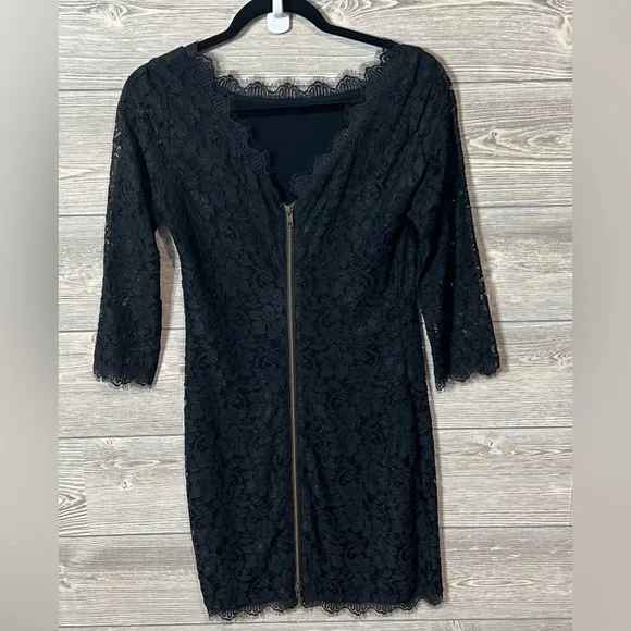 Diane von Furstenberg Lace Sheath Mini Dress Size 6 Black - Picture 9 of 9
